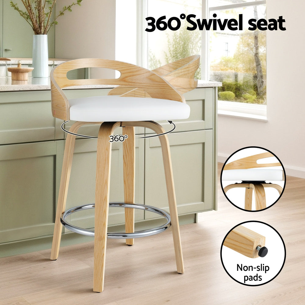 Mabel PU Leather Counter Stool - White (Set of 2)