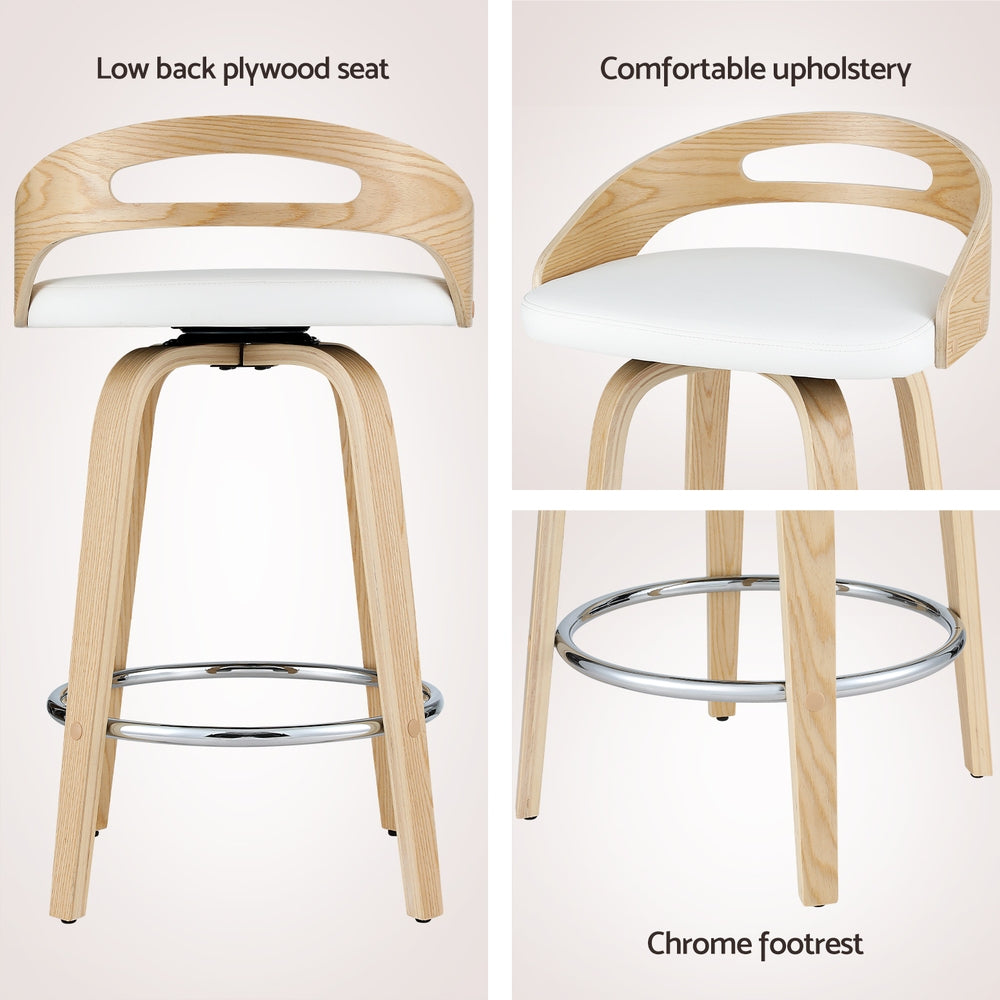 Mabel PU Leather Counter Stool - White (Set of 2)
