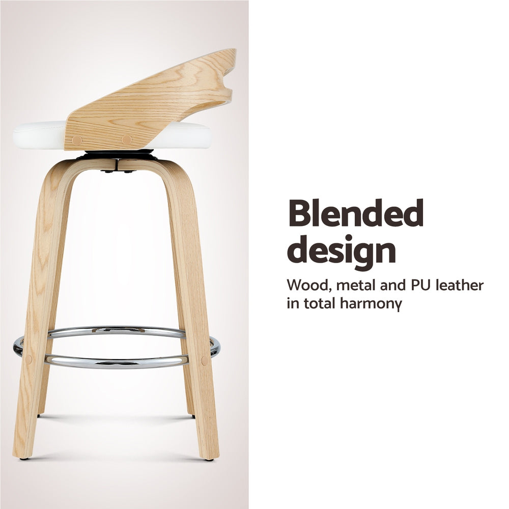 Mabel PU Leather Counter Stool - White (Set of 2)