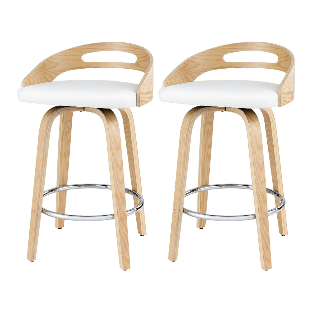 Mabel PU Leather Counter Stool - White (Set of 2)