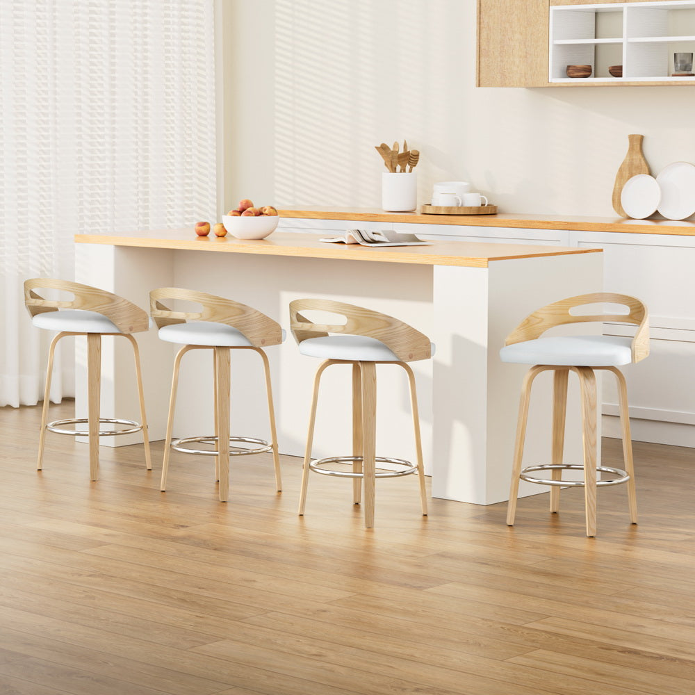 Mabel PU Leather Counter Stool - White (Set of 4)
