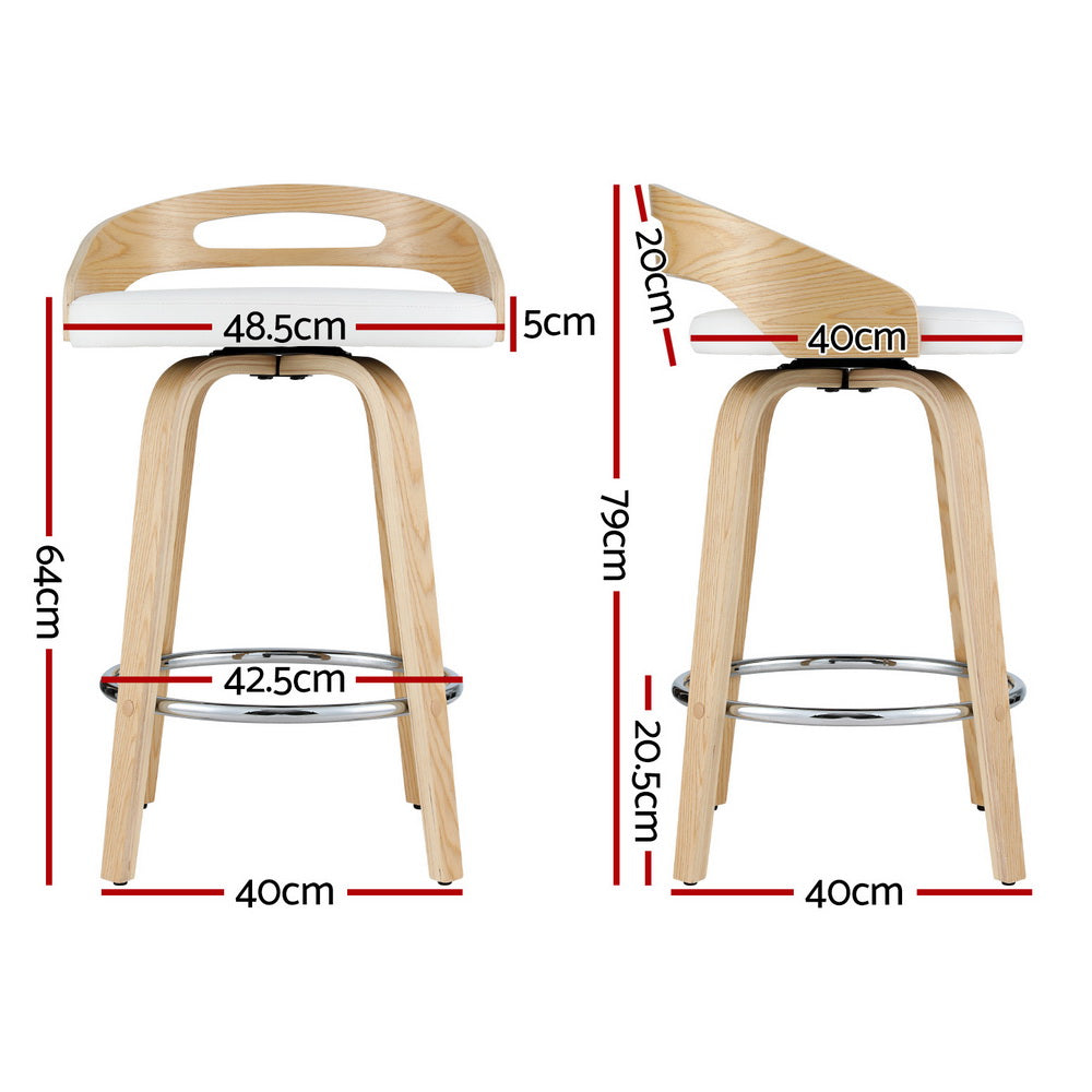 Mabel PU Leather Counter Stool - White (Set of 4)