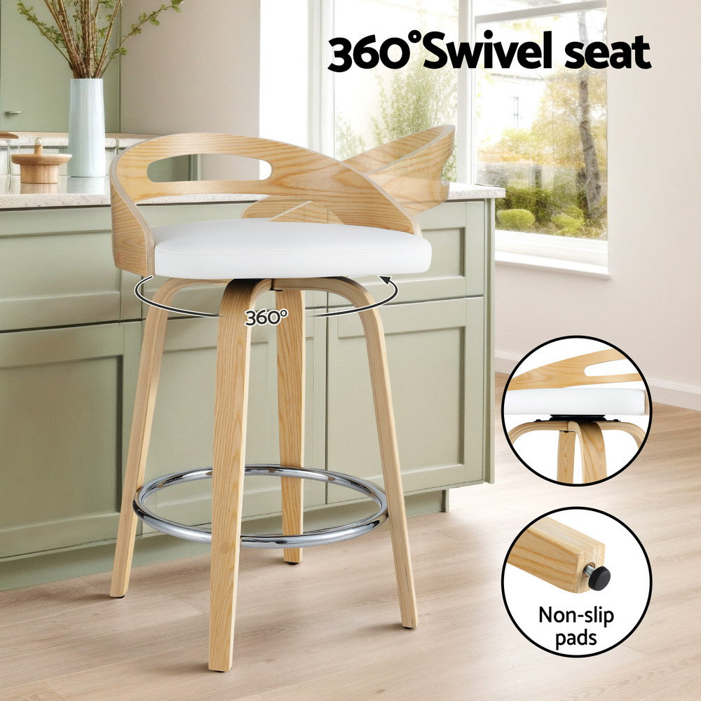 Mabel PU Leather Counter Stool - White (Set of 4)