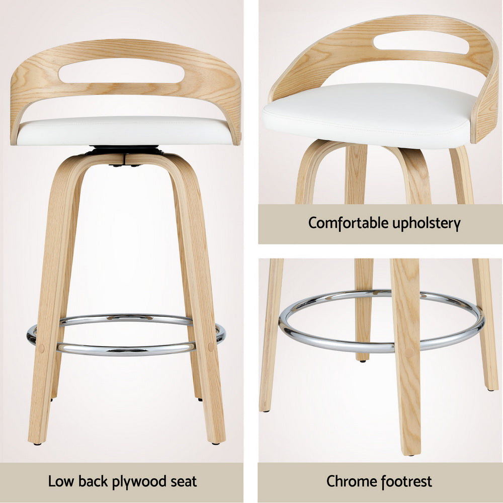 Mabel PU Leather Counter Stool - White (Set of 4)