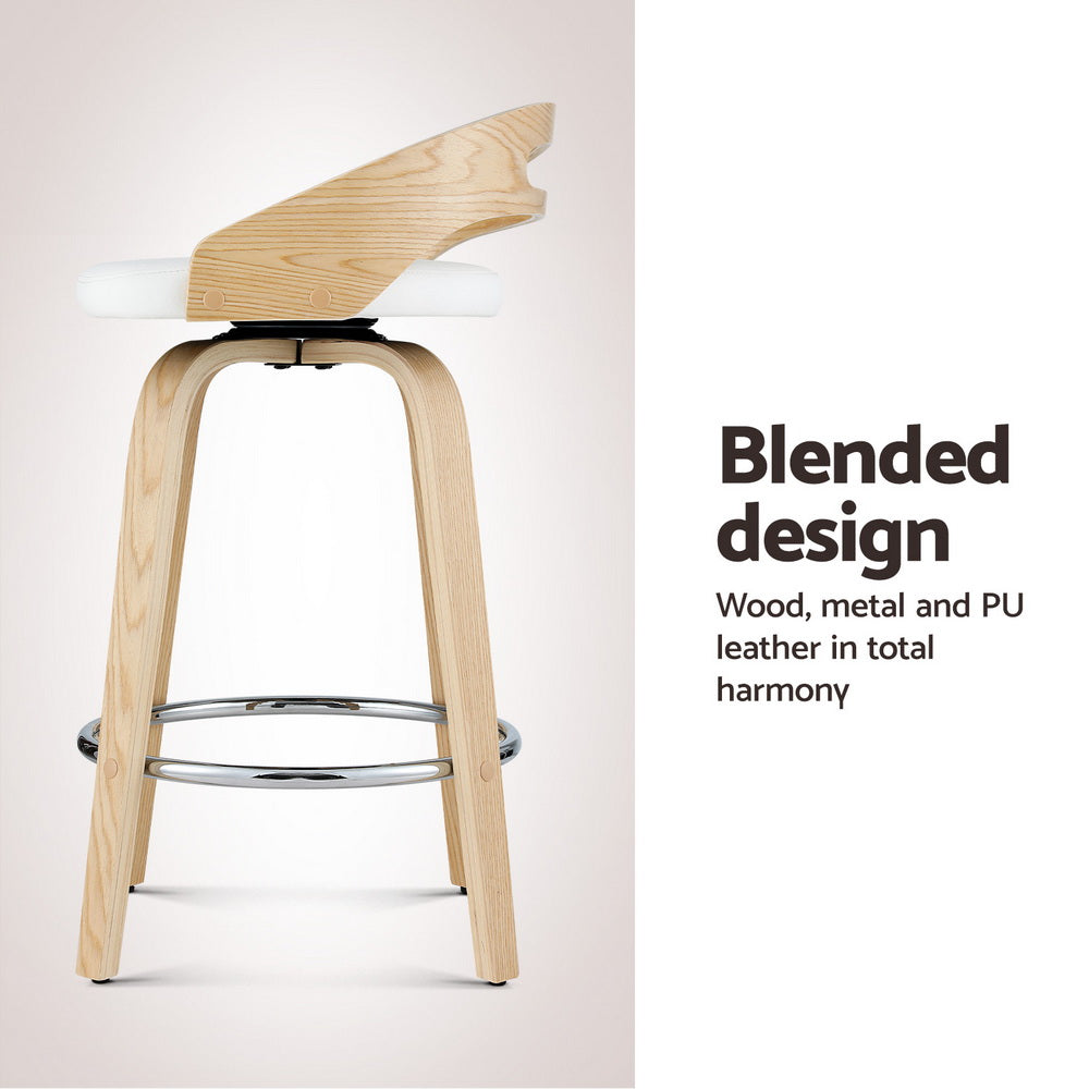 Mabel PU Leather Counter Stool - White (Set of 4)