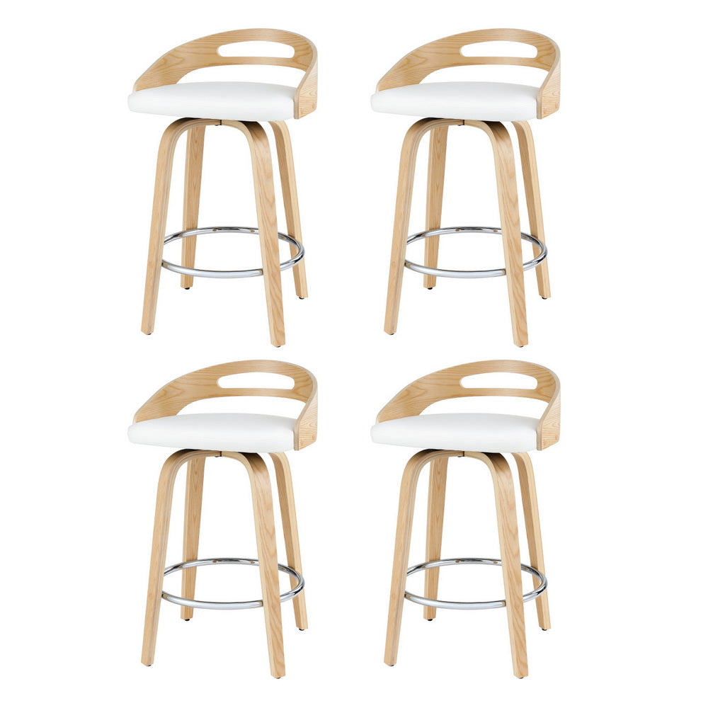 Mabel PU Leather Counter Stool - White (Set of 4)