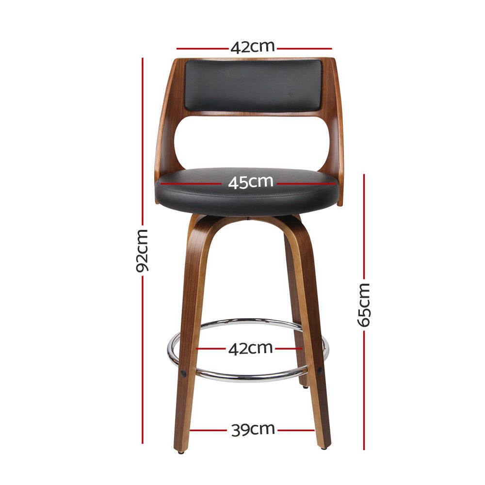 Nathan PU Leather Counter Stool - Black (Set of 2)