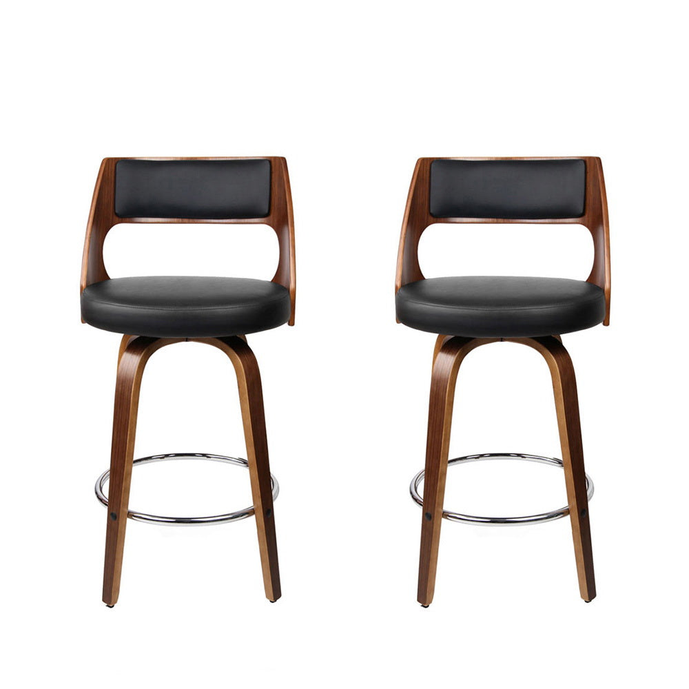Nathan PU Leather Counter Stool - Black (Set of 2)