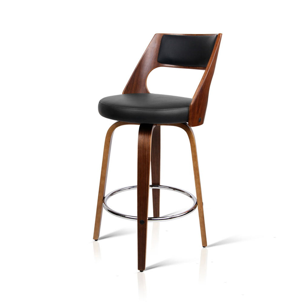Nathan PU Leather Counter Stool - Black (Set of 2)