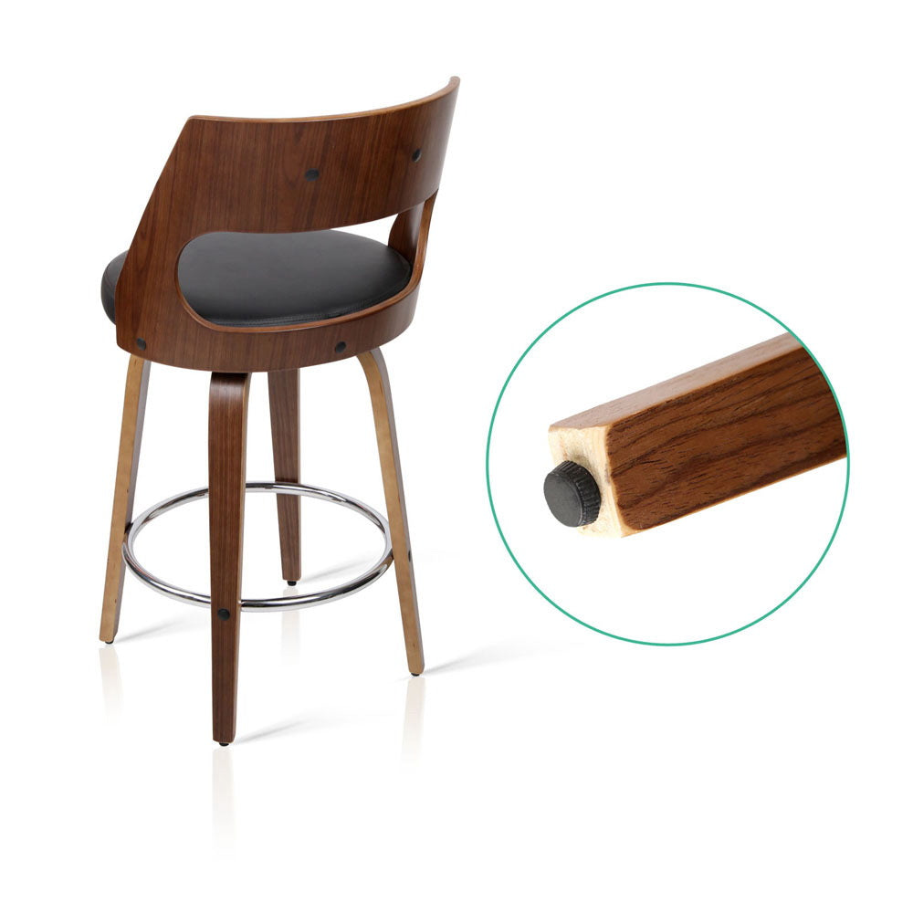Nathan PU Leather Counter Stool - Black (Set of 2)