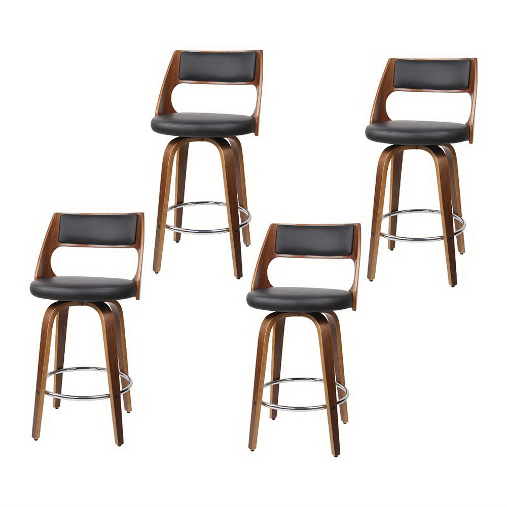 Nathan PU Leather Counter Stool - Black (Set of 4)