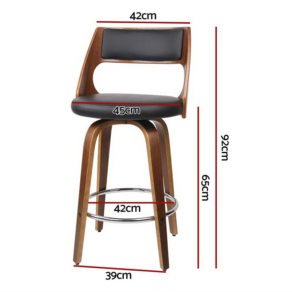 Nathan PU Leather Counter Stool - Black (Set of 4)