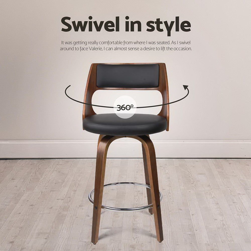 Nathan PU Leather Counter Stool - Black (Set of 4)