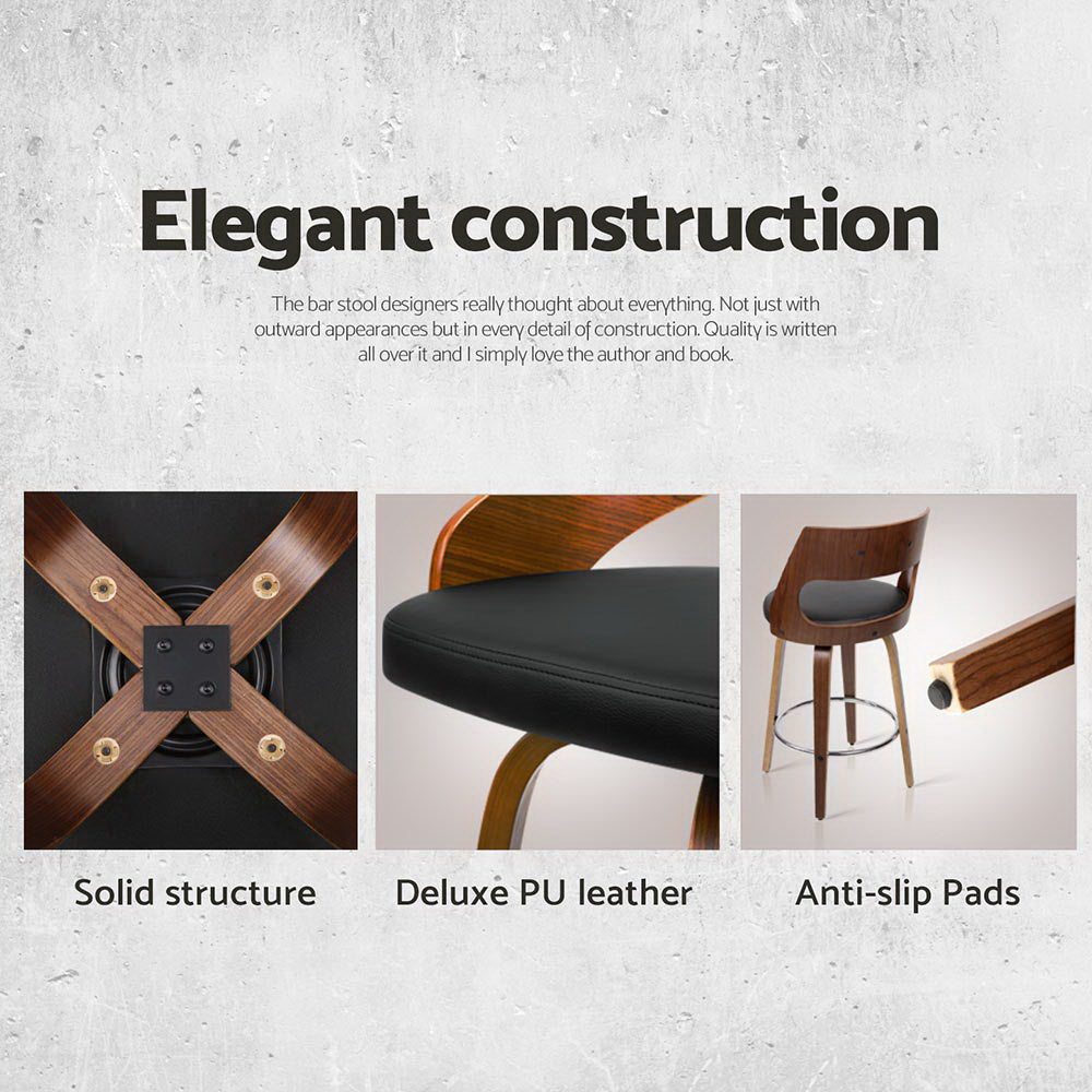 Nathan PU Leather Counter Stool - Black (Set of 4)