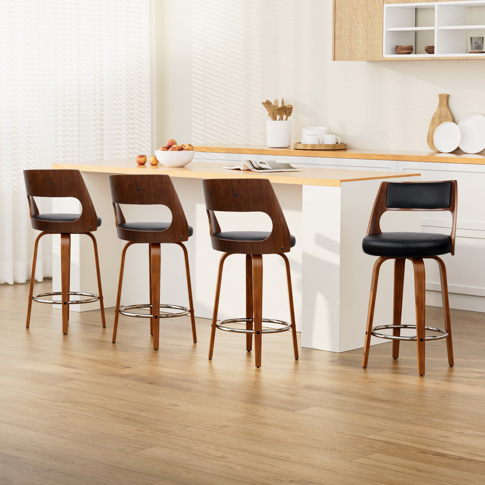 Nathan PU Leather Counter Stool - Black (Set of 4)