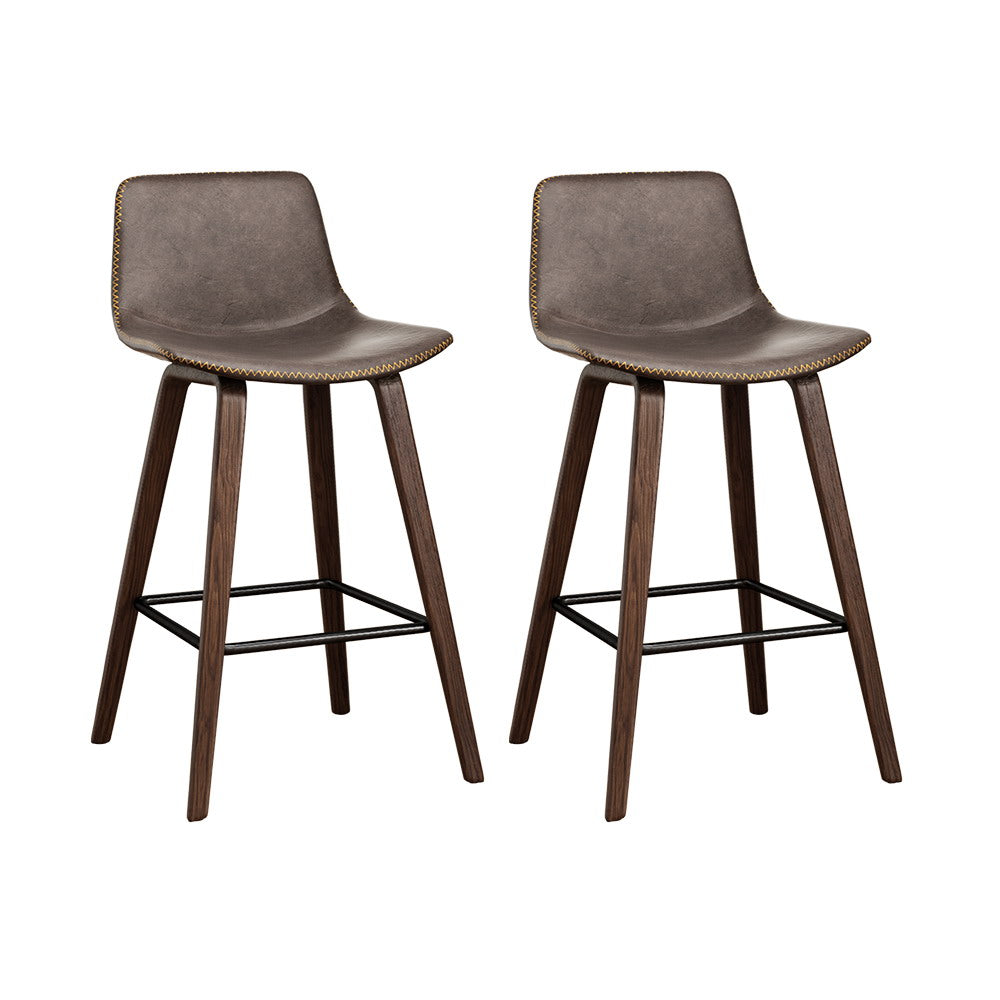 Eliza PU Leather Counter Stool - Brown (Set of 2)
