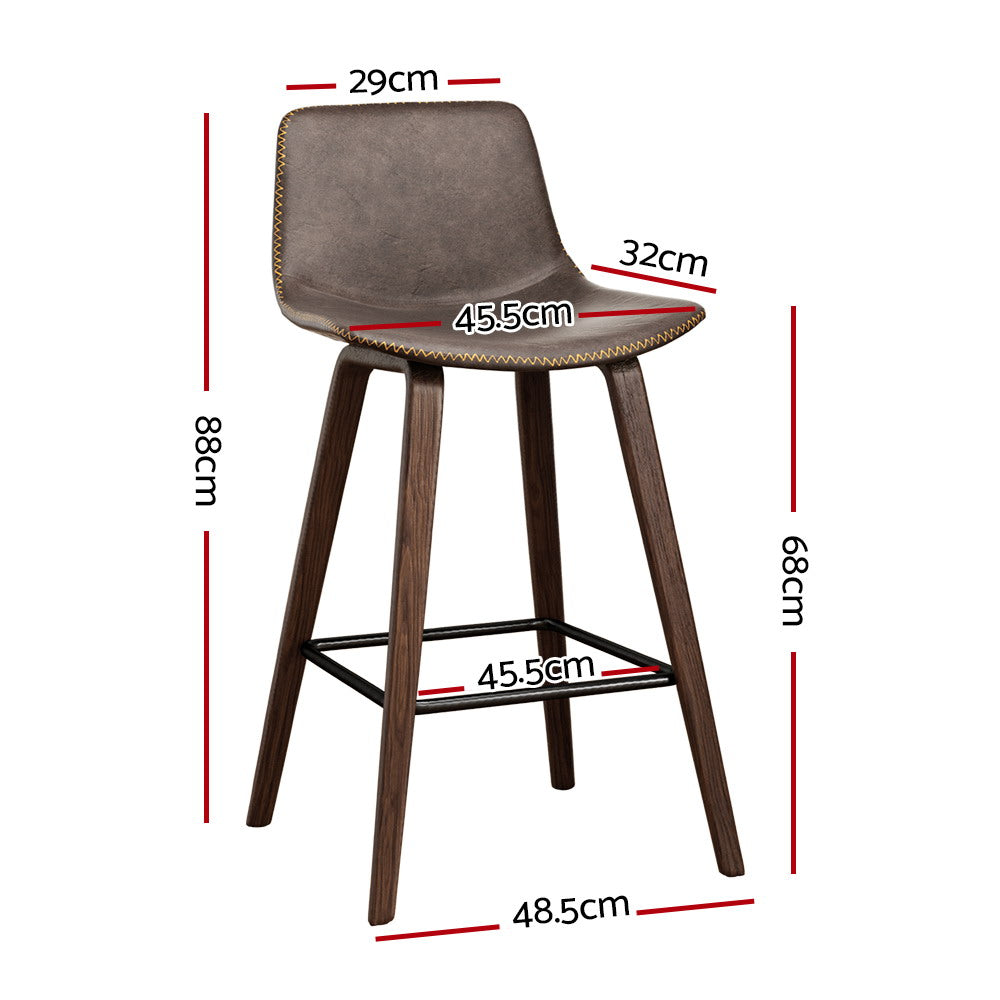 Eliza PU Leather Counter Stool - Brown (Set of 2)