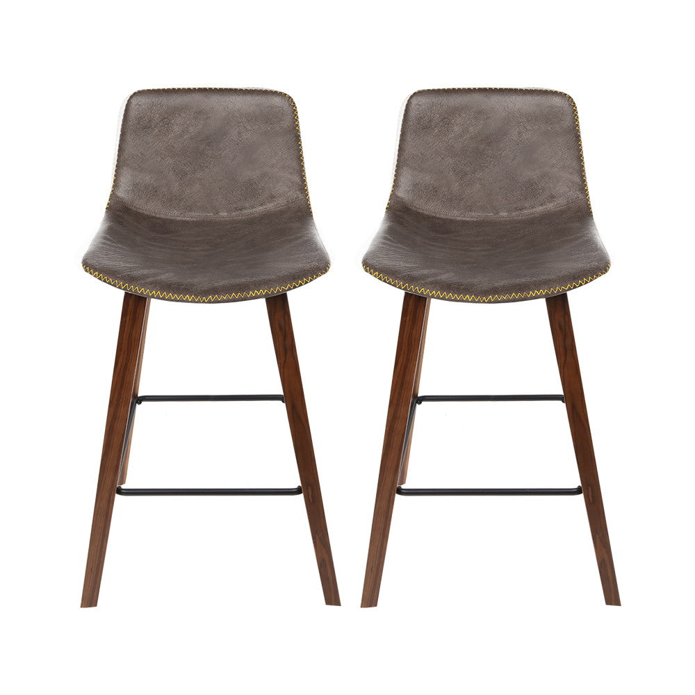 Eliza PU Leather Counter Stool - Brown (Set of 2)