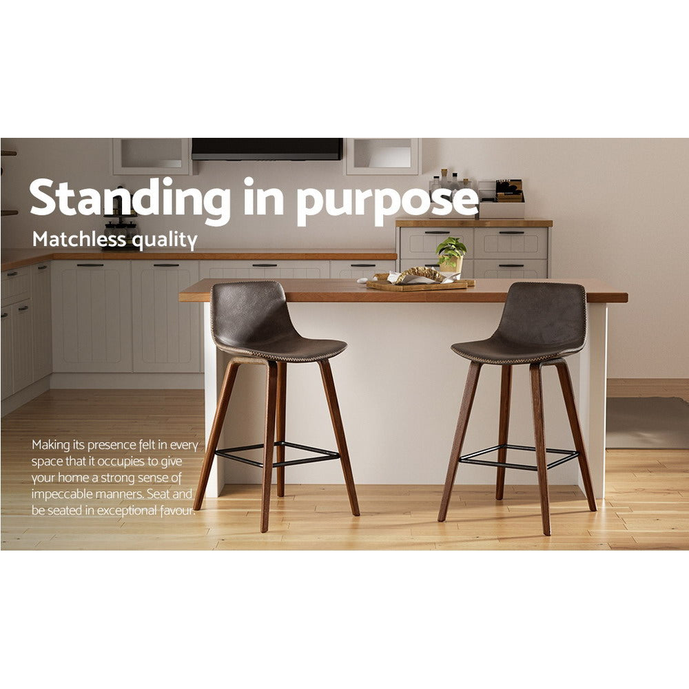 Eliza PU Leather Counter Stool - Brown (Set of 2)