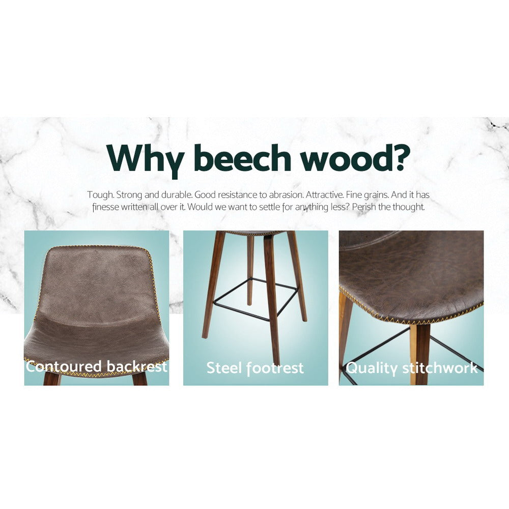Eliza PU Leather Counter Stool - Brown (Set of 2)