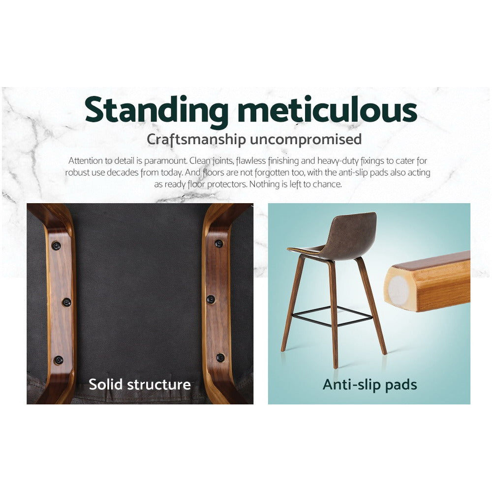Eliza PU Leather Counter Stool - Brown (Set of 2)