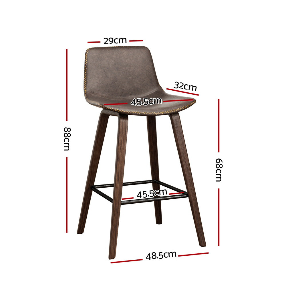 Eliza PU Leather Counter Stool - Brown (Set of 4)