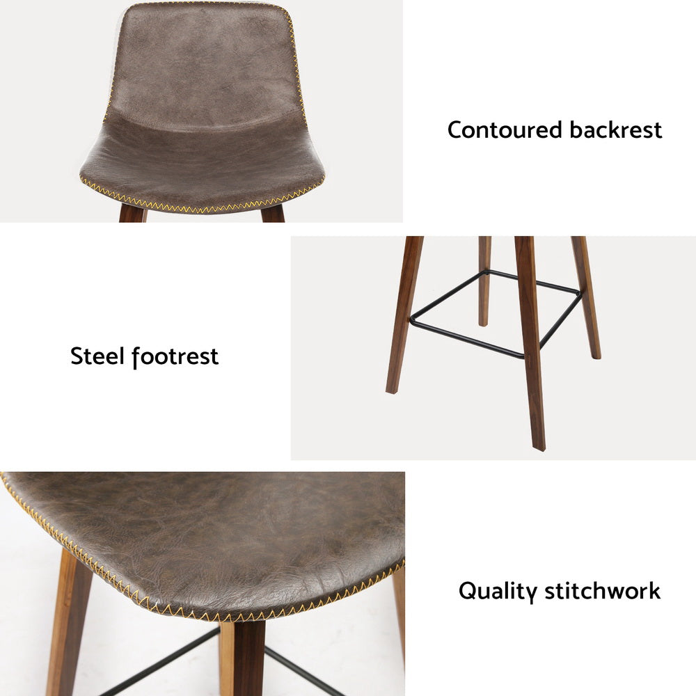Eliza PU Leather Counter Stool - Brown (Set of 4)