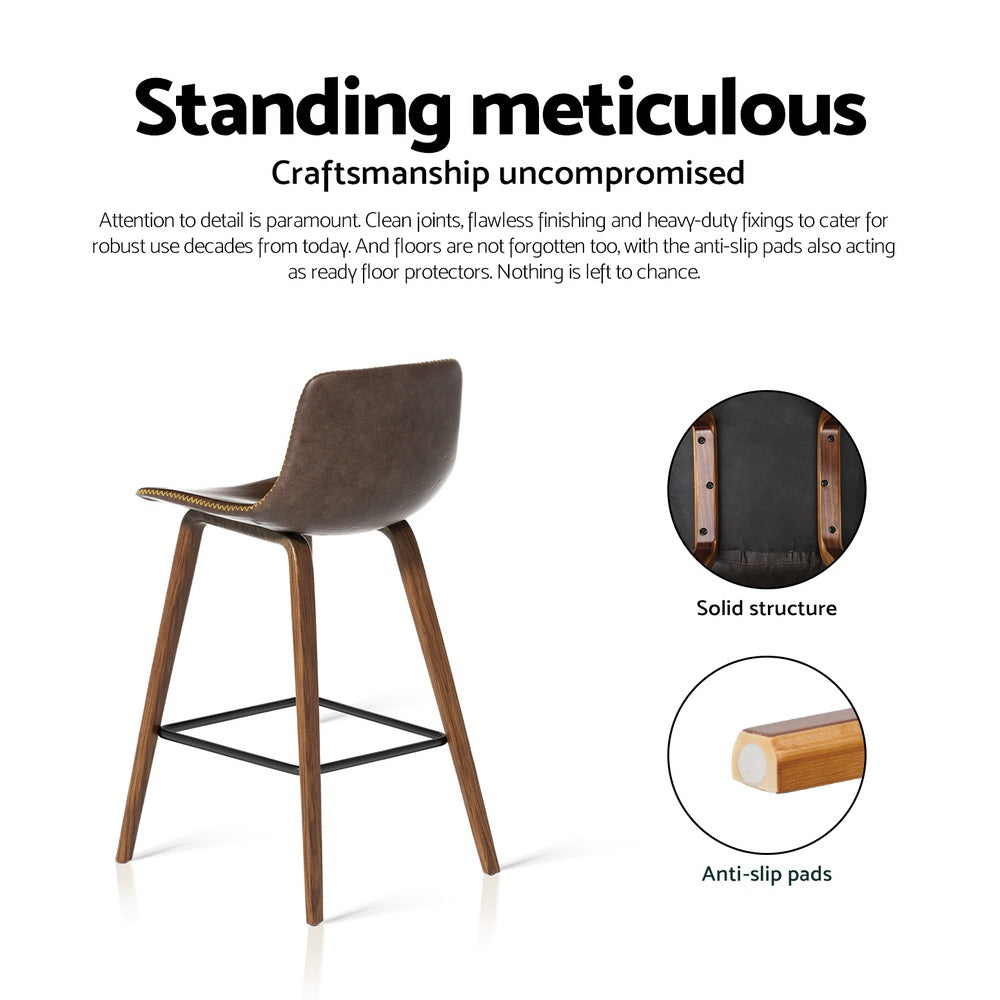 Eliza PU Leather Counter Stool - Brown (Set of 4)