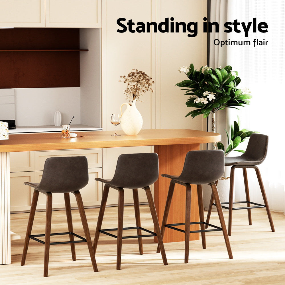 Eliza PU Leather Counter Stool - Brown (Set of 4)