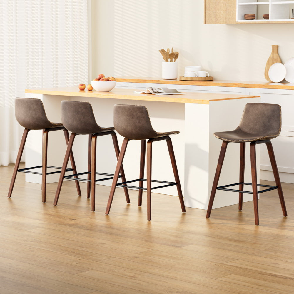 Eliza PU Leather Counter Stool - Brown (Set of 4)