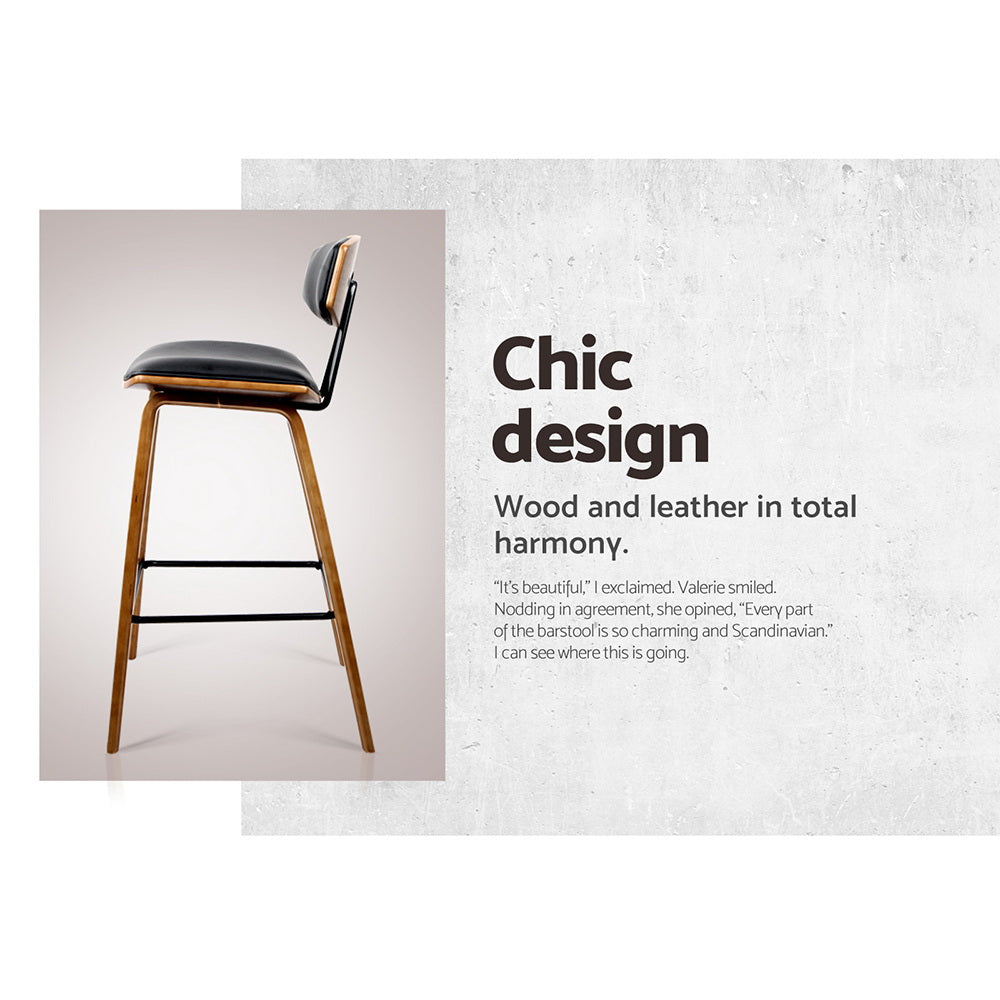 Alexander PU Leather Counter Stool - Black (Set of 2)