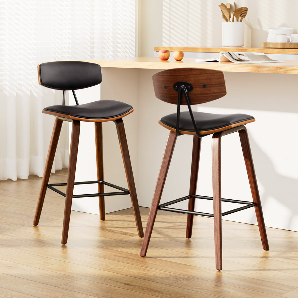 Alexander PU Leather Counter Stool - Black (Set of 2)