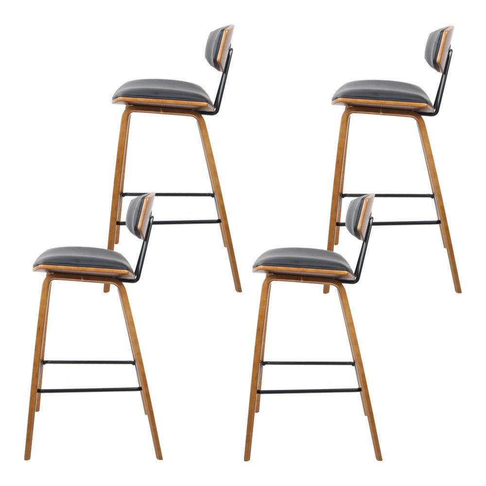 Alexander PU Leather Counter Stool - Black (Set of 4)