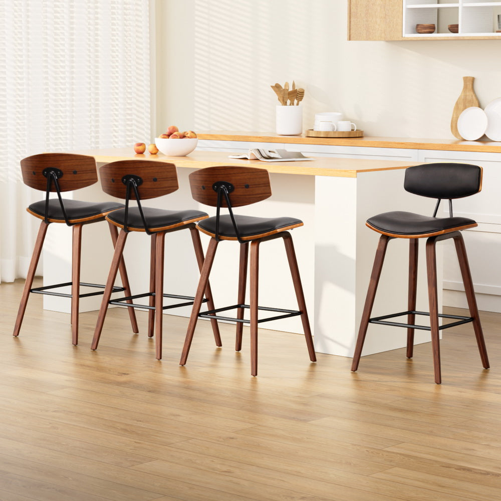 Alexander PU Leather Counter Stool - Black (Set of 4)