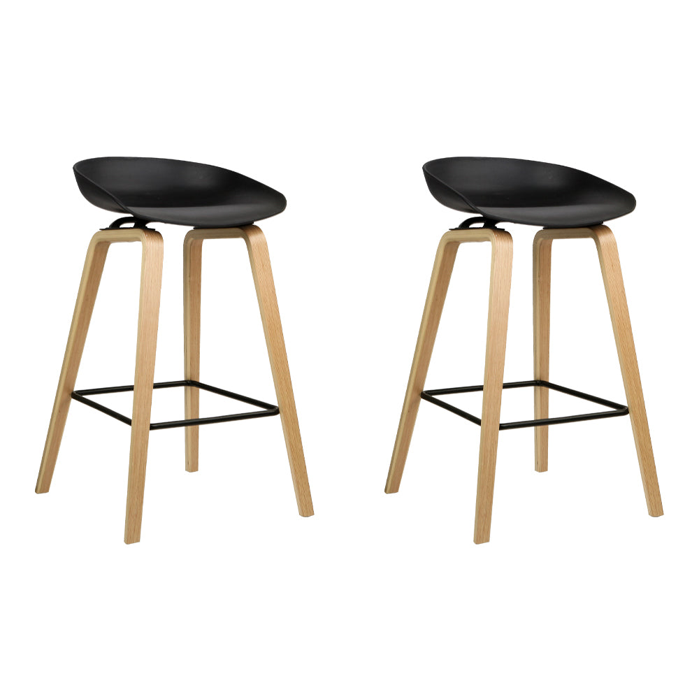 Ruby Wooden Counter Stool - Black (Set of 2)