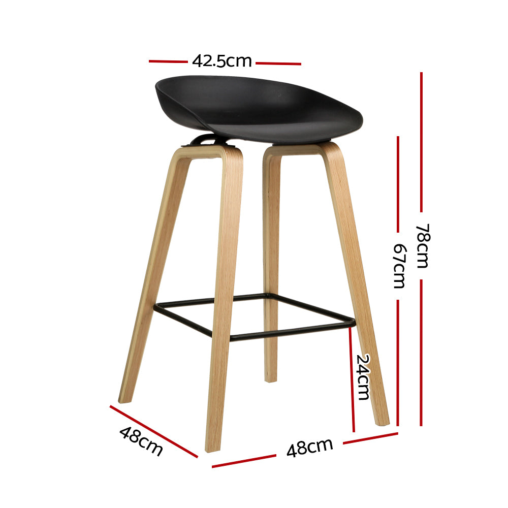 Ruby Wooden Counter Stool - Black (Set of 2)