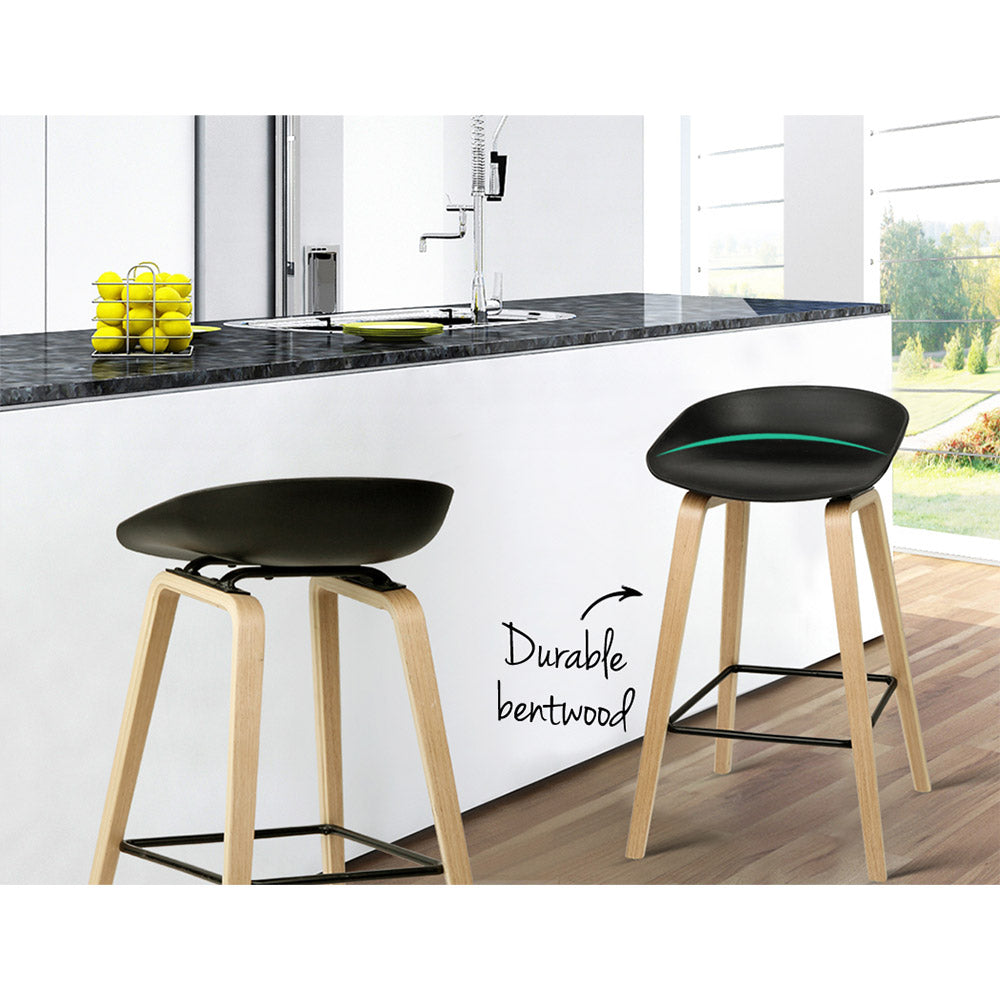 Ruby Wooden Counter Stool - Black (Set of 2)