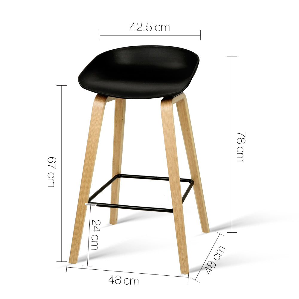 Ruby Wooden Counter Stool - Black (Set of 4)