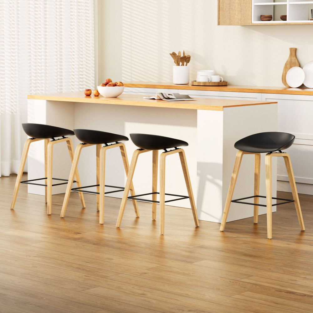 Ruby Wooden Counter Stool - Black (Set of 4)