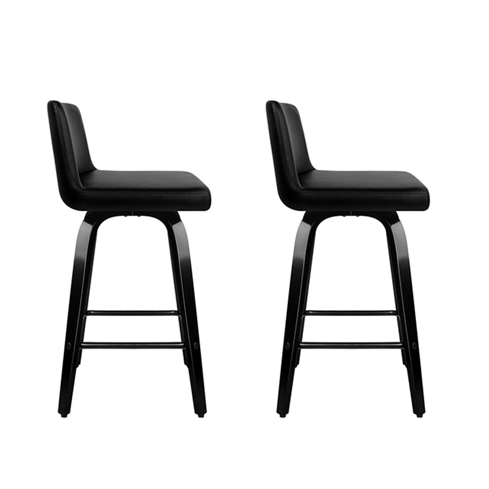 Dominic PU Leather Counter Stool - Black / Black Frame (Set of 2)