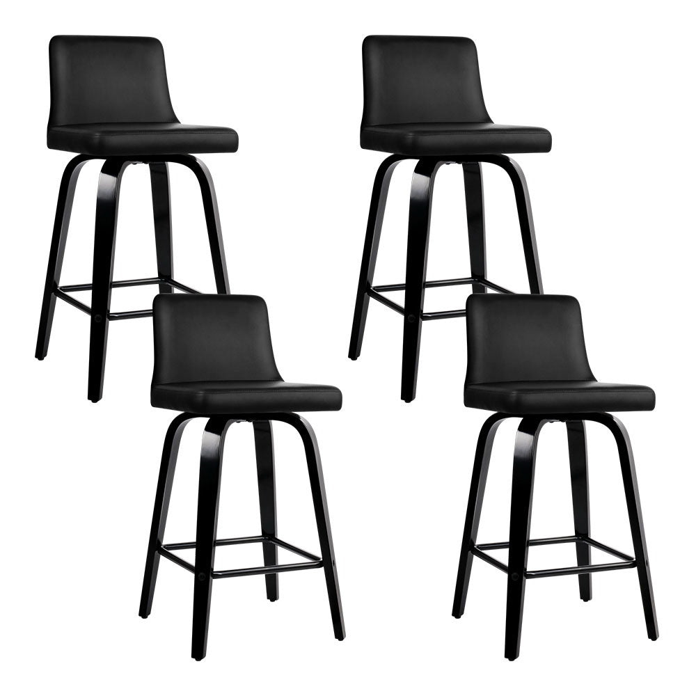 Dominic PU Leather Counter Stool - Black / Black Frame (Set of 4)