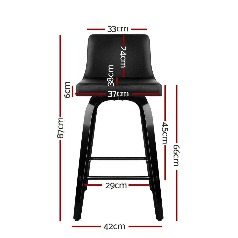 Dominic PU Leather Counter Stool - Black / Black Frame (Set of 4)