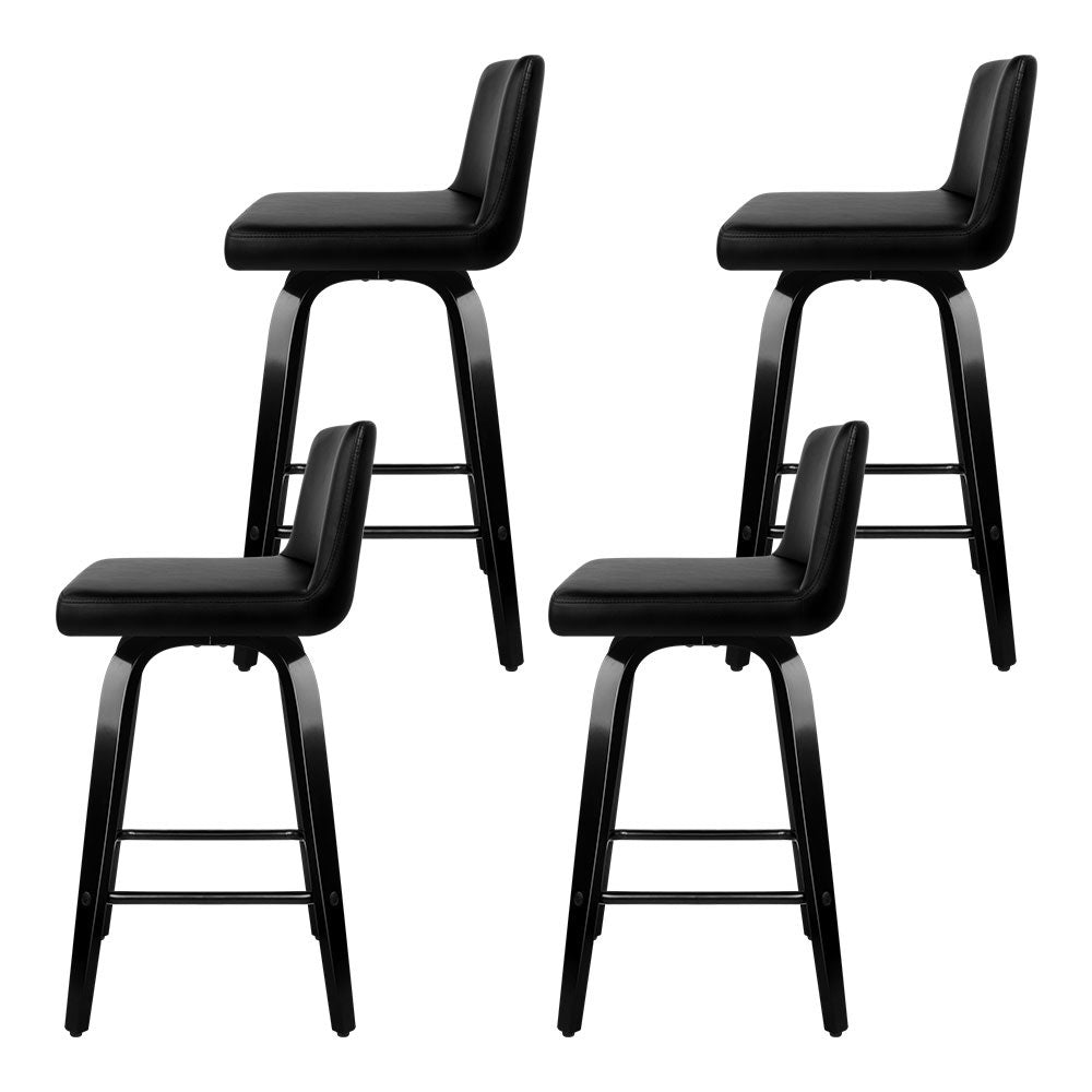 Dominic PU Leather Counter Stool - Black / Black Frame (Set of 4)