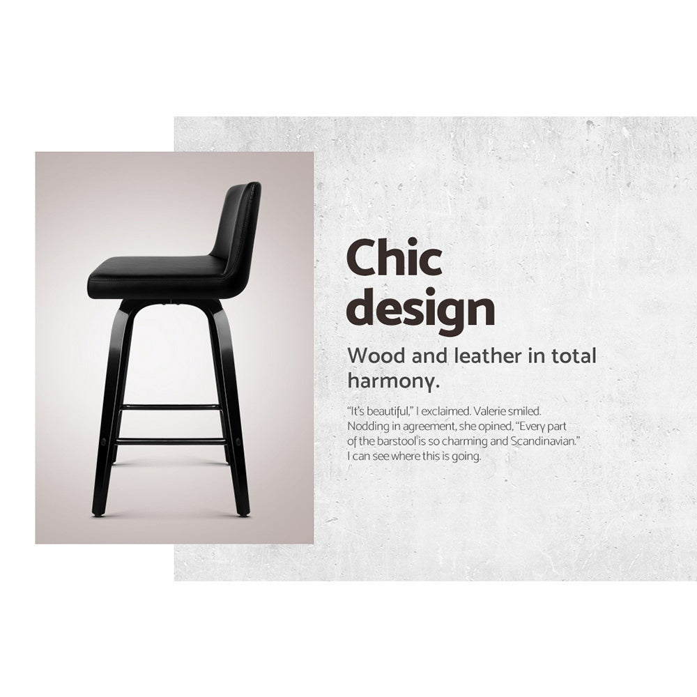 Dominic PU Leather Counter Stool - Black / Black Frame (Set of 4)