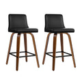 Dominic PU Leather Counter Stool - Black / Walnut Frame (Set of 2)