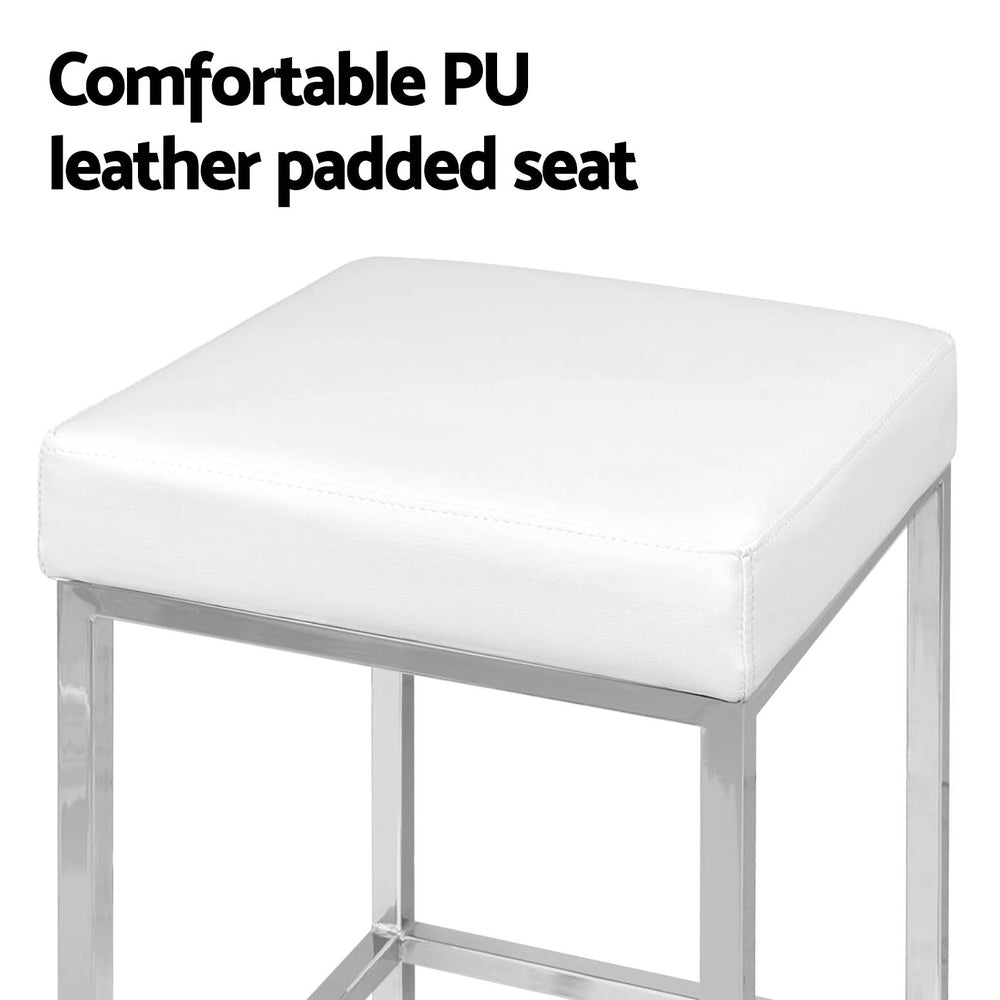 Penelope PU Leather Counter Stool - White (Set of 4)