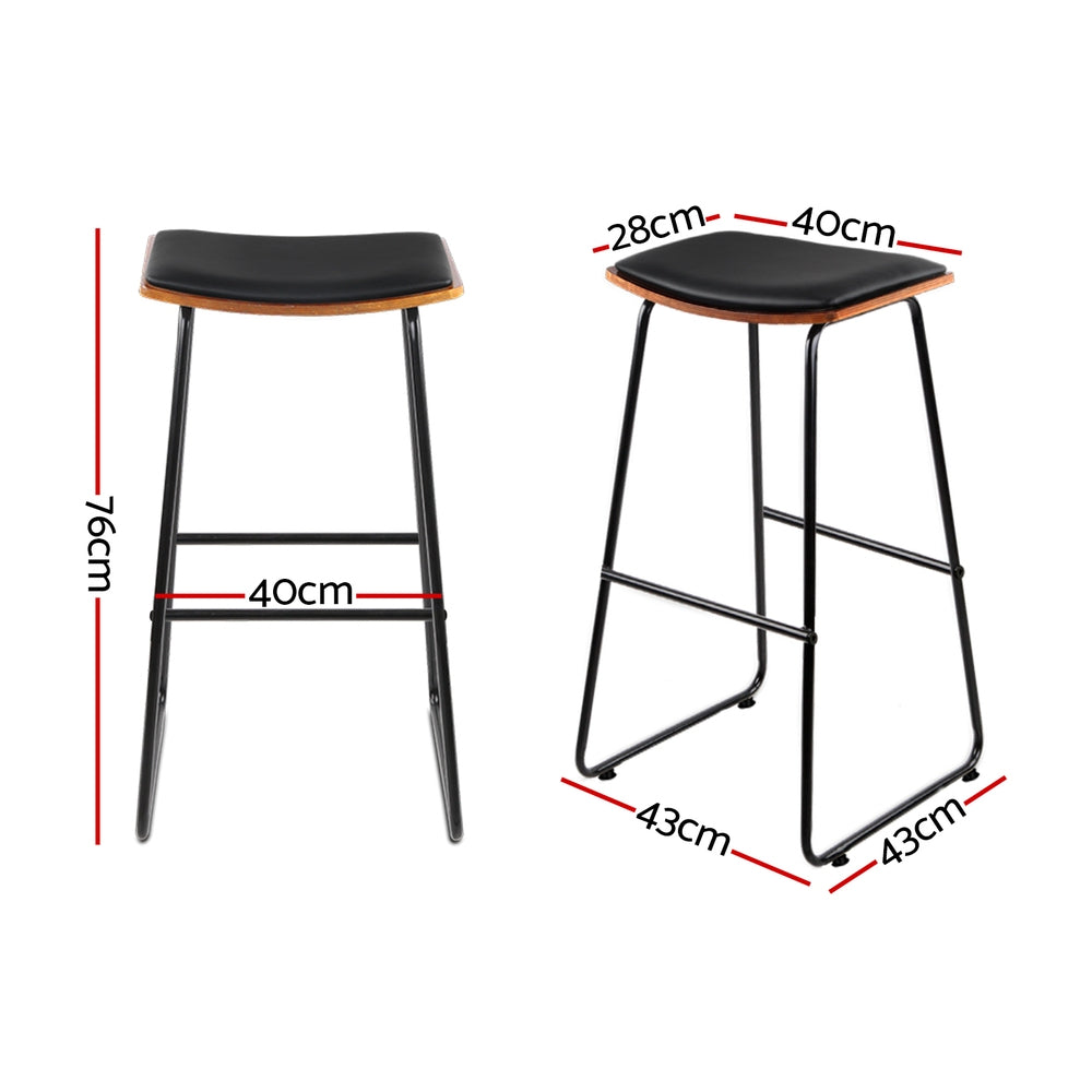 Caleb PU Leather Counter Stool - Black (Set of 2)