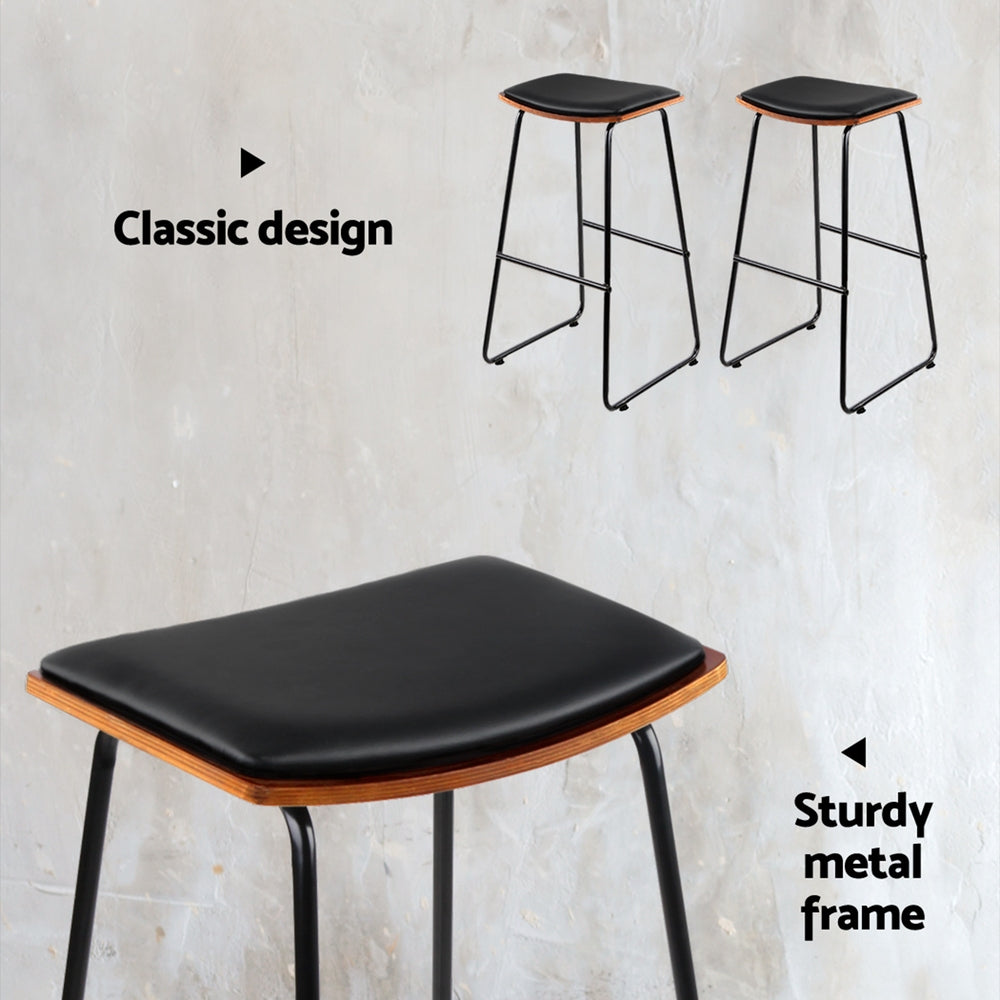 Caleb PU Leather Counter Stool - Black (Set of 2)