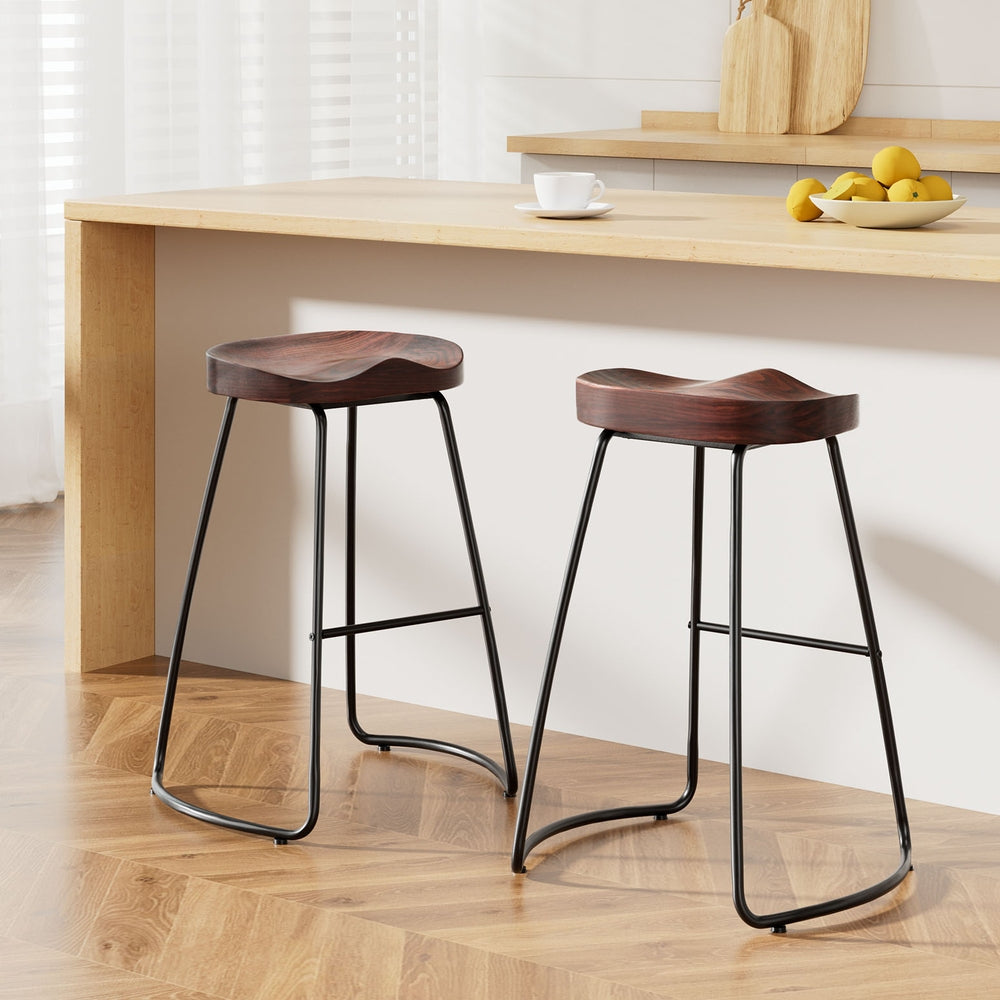 Poppy Wooden Counter Stool - Black (Set of 2)