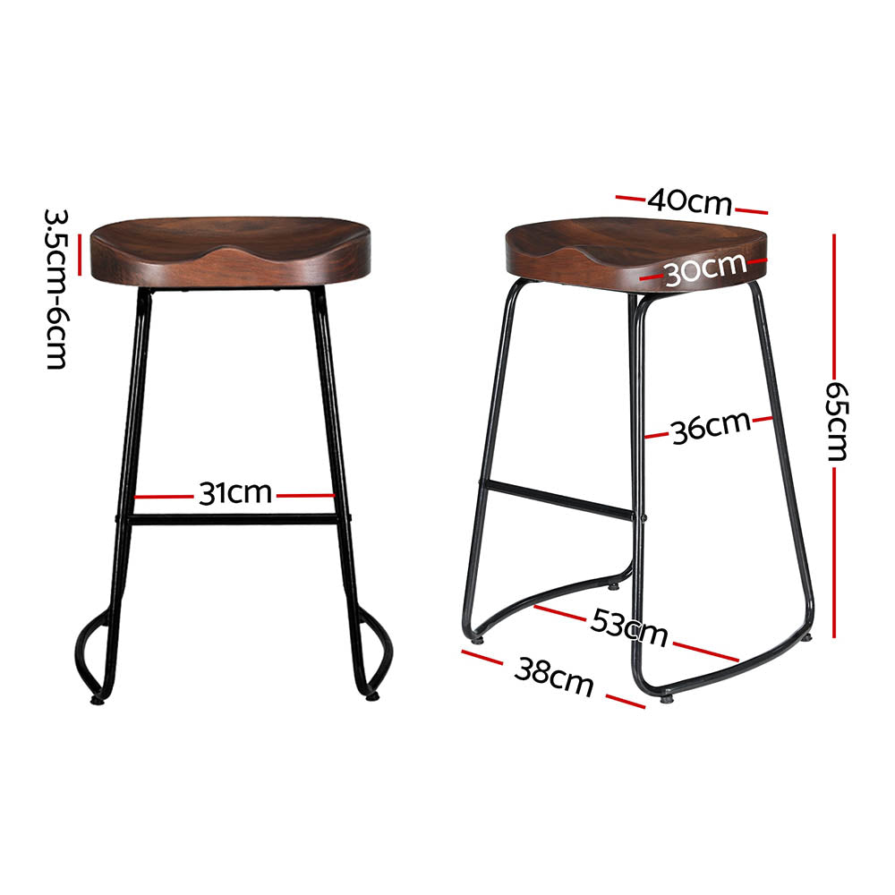 Poppy Wooden Counter Stool - Black (Set of 2)